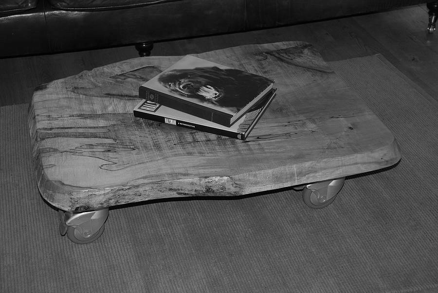 Low Solid Oak Or Ash Coffee Table On Castors By Sandman Home and Garden