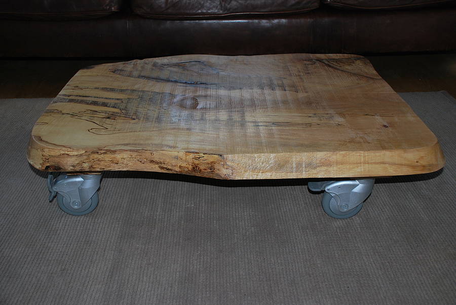 Low Solid Oak Or Ash Coffee Table On Castors By Sandman Home and Garden