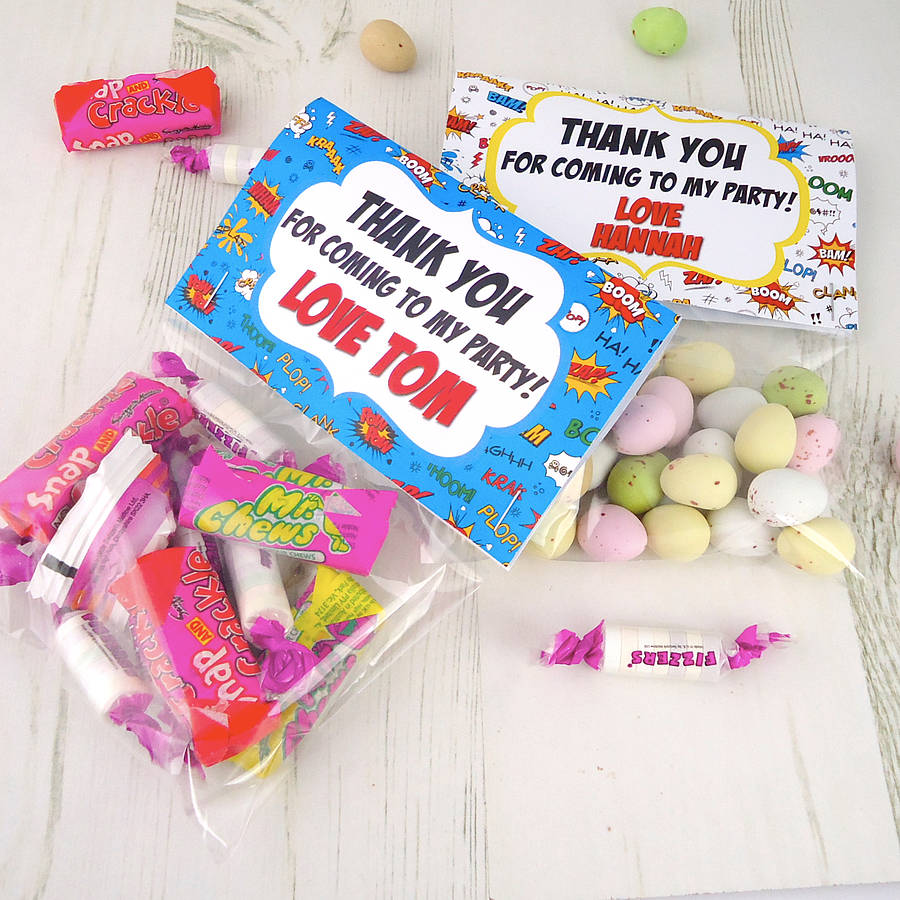 Personalised Pre Filled Party Bags By Tailored Chocolates And Gifts Comic Treat Bag