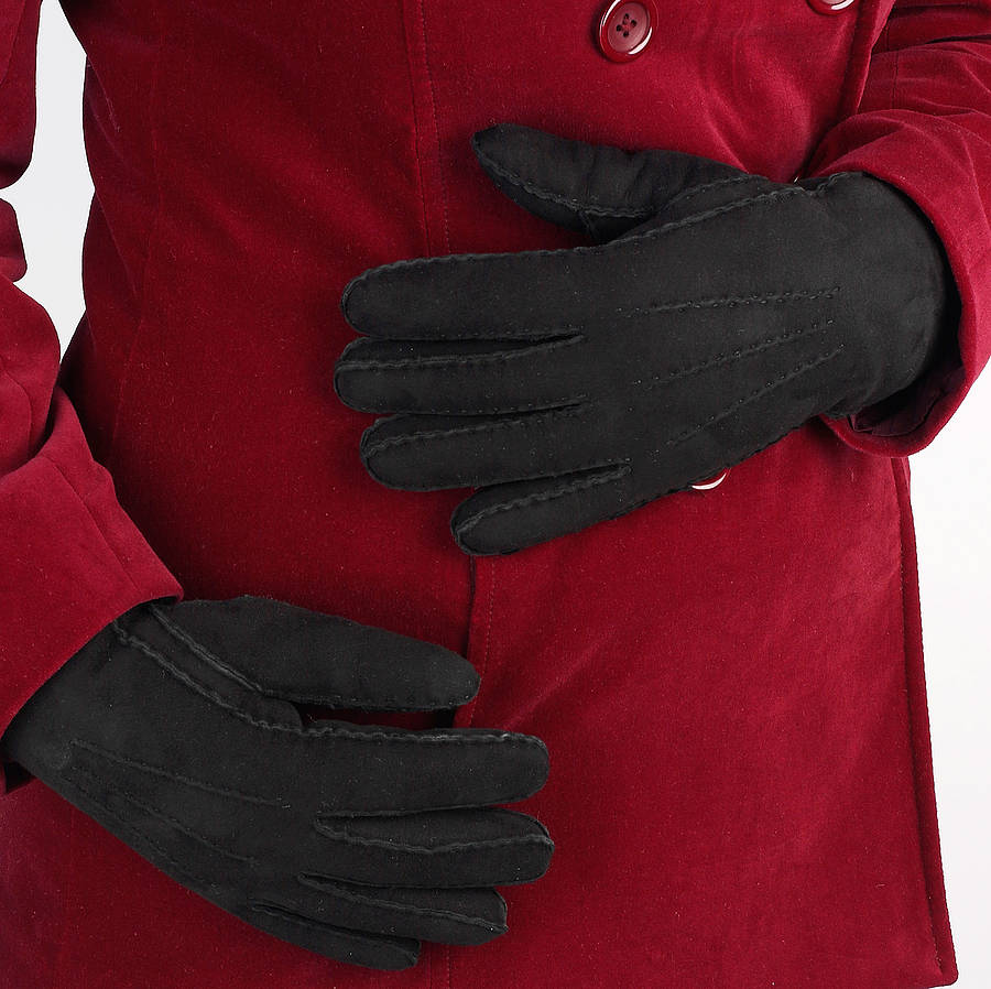 black sheepskin gloves women