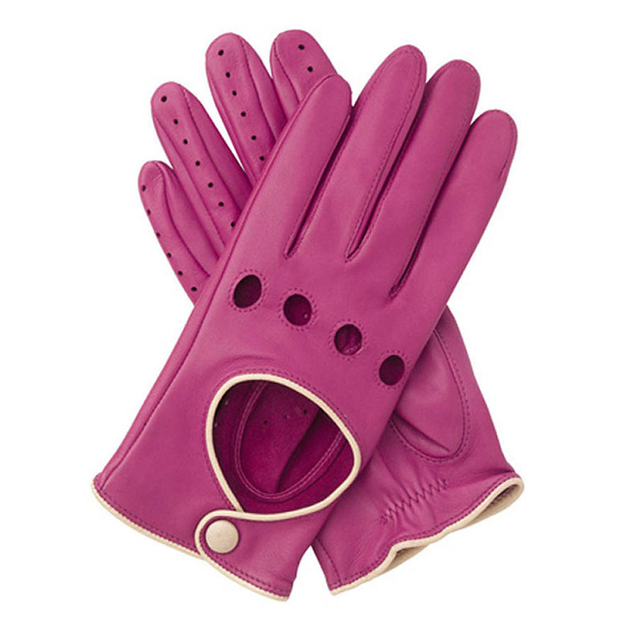 Jules Women S Contrast Leather Driving Gloves By Southcombe Gloves