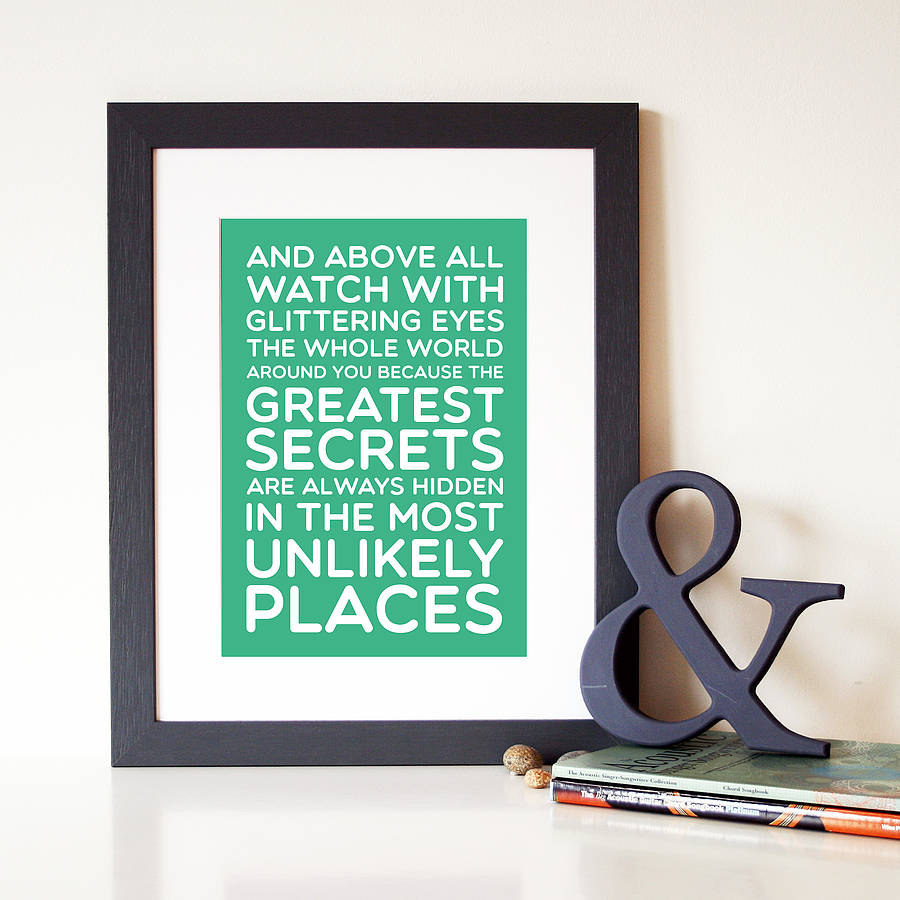 Roald Dahl 'Glittering Eyes' Quote Print By Hope and Love ...