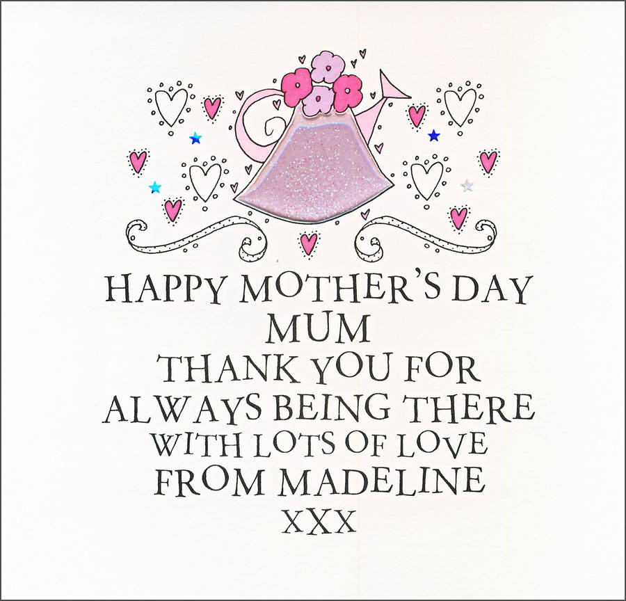 Personalised Sparkly Mothers Day Cards By Eggbert And Daisy