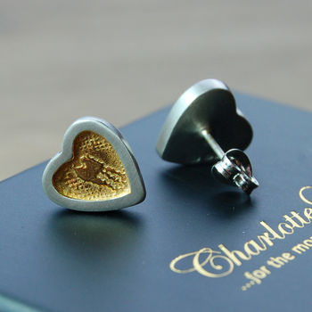 Sterling Silver And Gold Vermeil Heart Stud Earrings, 4 of 6