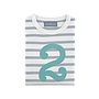 Grey + White Breton Number/Age T Shirt Turquoise, thumbnail 3 of 6