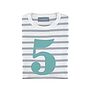Grey + White Breton Number/Age T Shirt Turquoise, thumbnail 6 of 6
