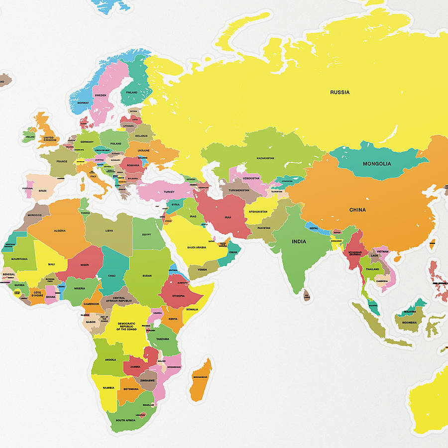 Map Of The World Labeled countries of the world map wall sticker by the binary box  notonthehighstreet.com