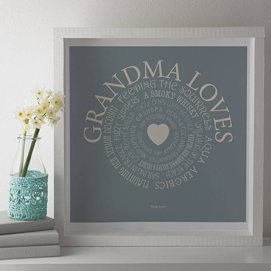 personalised 'grandma loves' print by