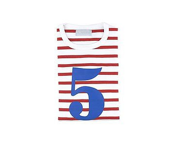 Red + White Breton Striped Number/Age T Shirt, 8 of 8
