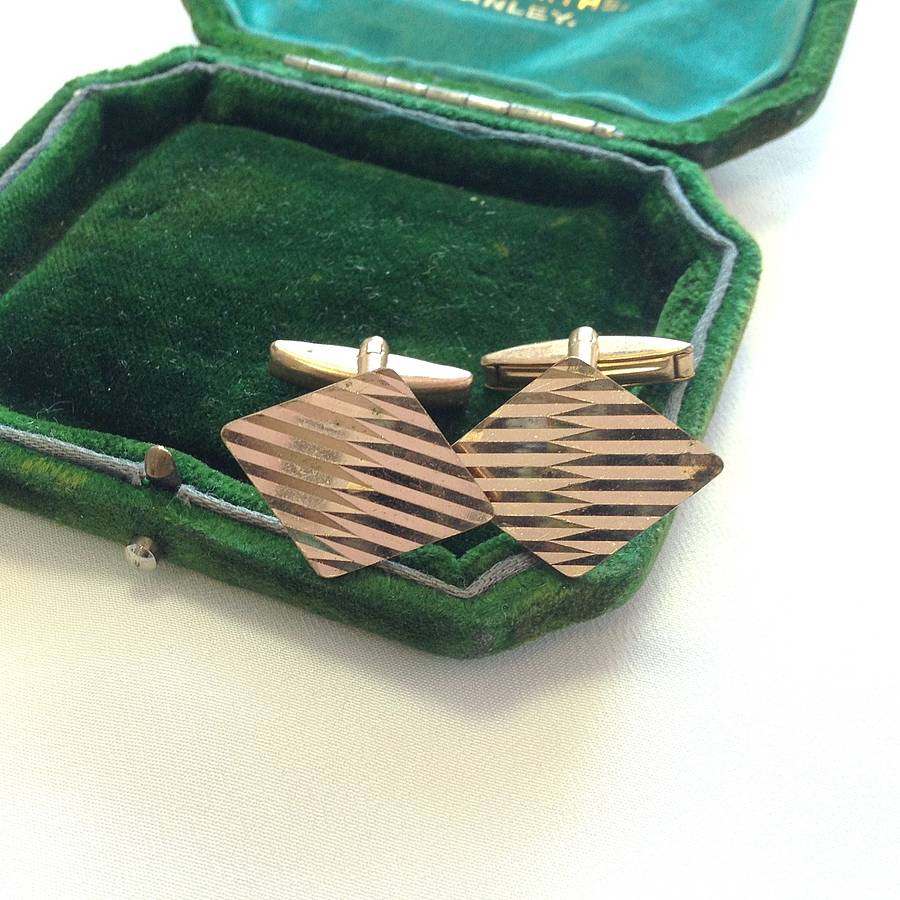 Vintage Diamond Shaped Gold Cufflinks By Iamia