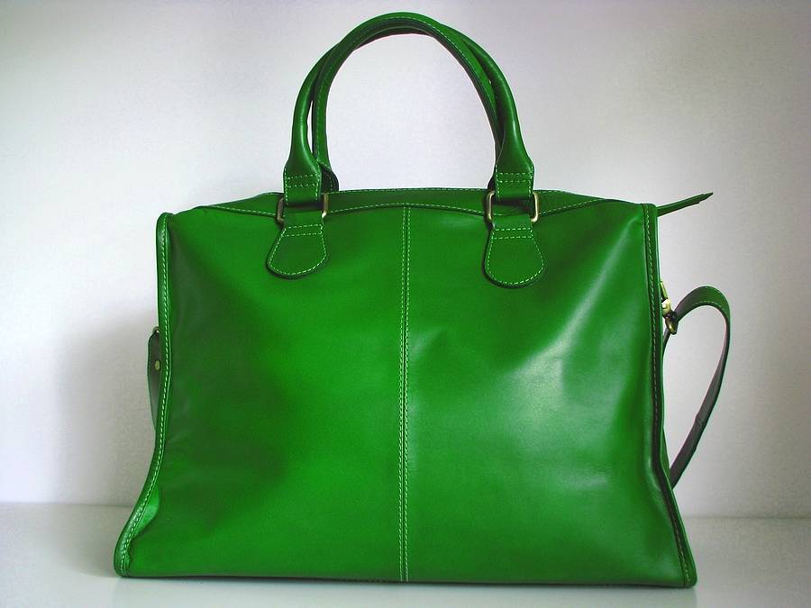 Green Leather Weekend Bag By The Leather Store | notonthehighstreet.com