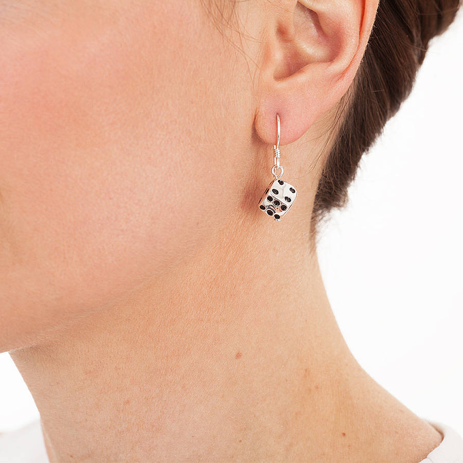 Silver Lucky Dice Earrings By Hersey Silversmiths
