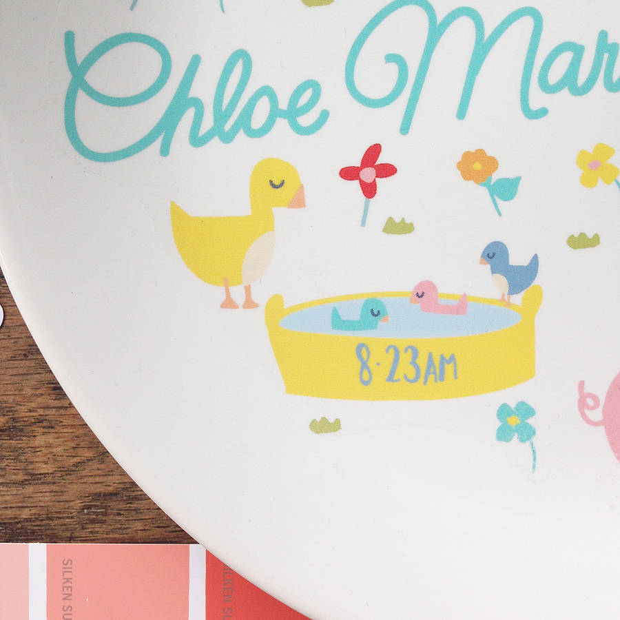 Personalised Farmyard Baby Birth Plate By Ethel And Co