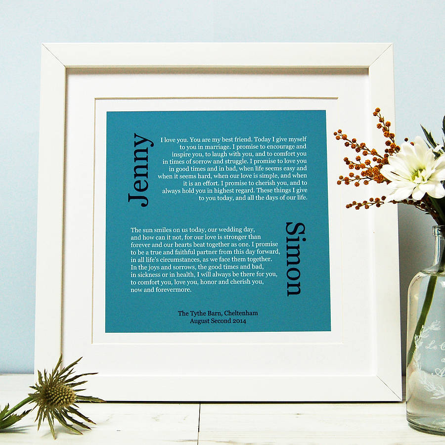 Personalised Wedding Vows Print By Spotty N Stripy | notonthehighstreet.com