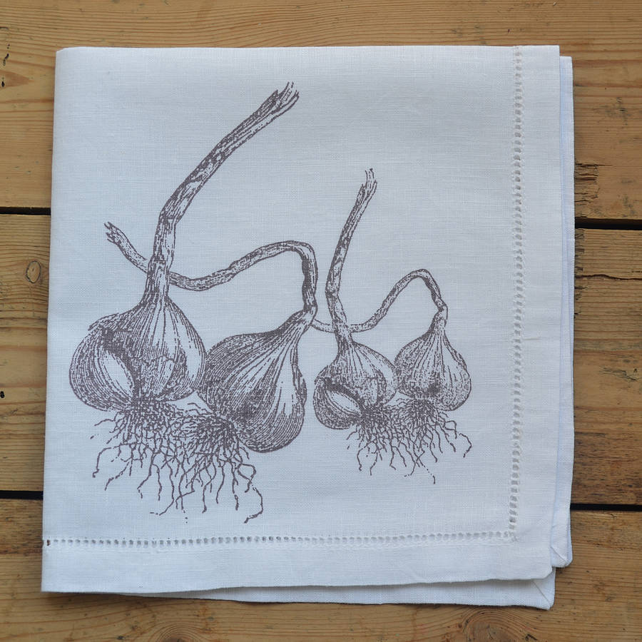 Artichoke, Garlic, Red Onion, Cabbage Napkin By The Linen Peddler
