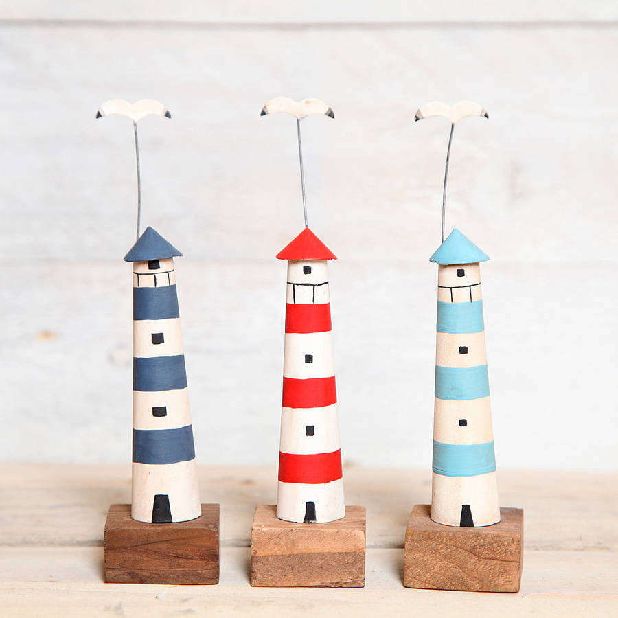 Wooden Lighthouse On Block Decoration