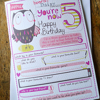Personalised Girl's 5th Birthday Card, 2 of 2