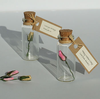 Tiny Personalised Rosebud In A Bottle, 9 of 12