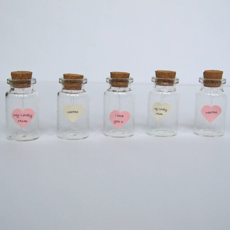 tiny personalised heart message in a bottle by made in words ...