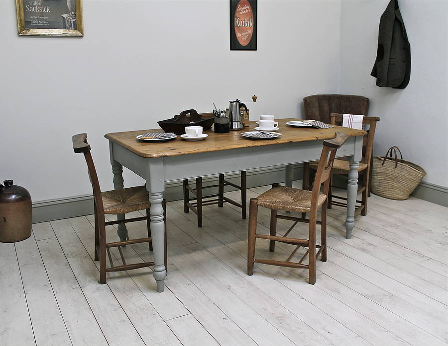Antique Painted Farmhouse Kitchen Table, Pictures Of Painted Farmhouse Table And Chairs