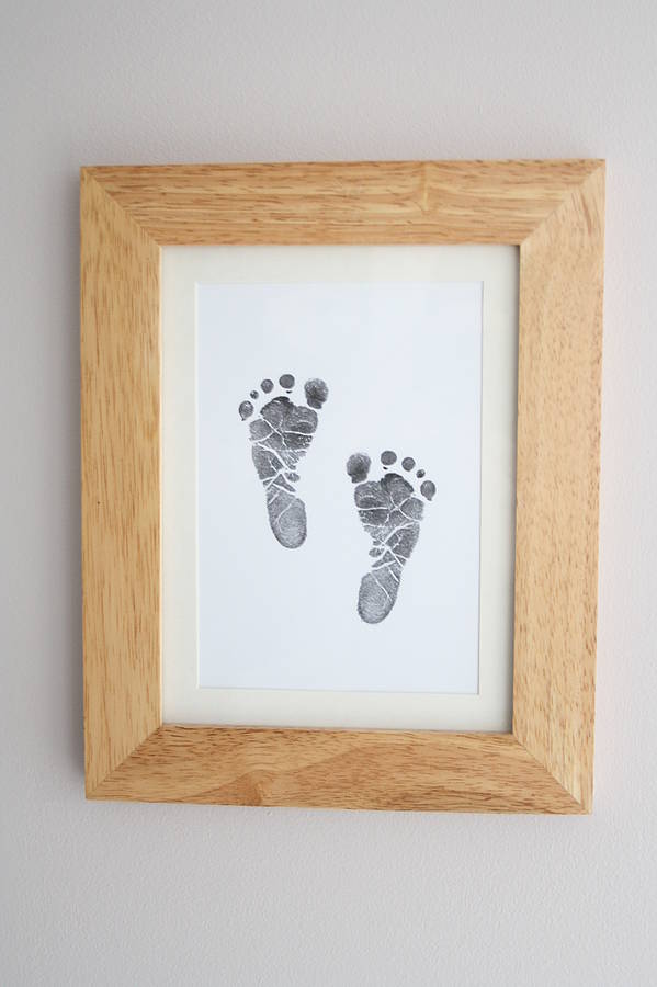 Baby Gift Inkless Prints, Hand Footprint Kit, Real Beech Frame