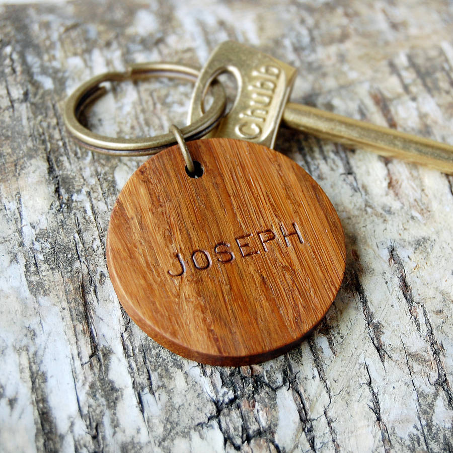 personalised wooden circle keyring by clara and macy ...