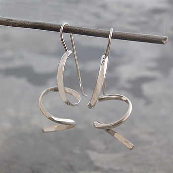 Curled Spiral Sterling Silver Drop Earrings, 5 of 6