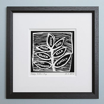 Black And White Woodcut Family Tree Print, 3 of 5