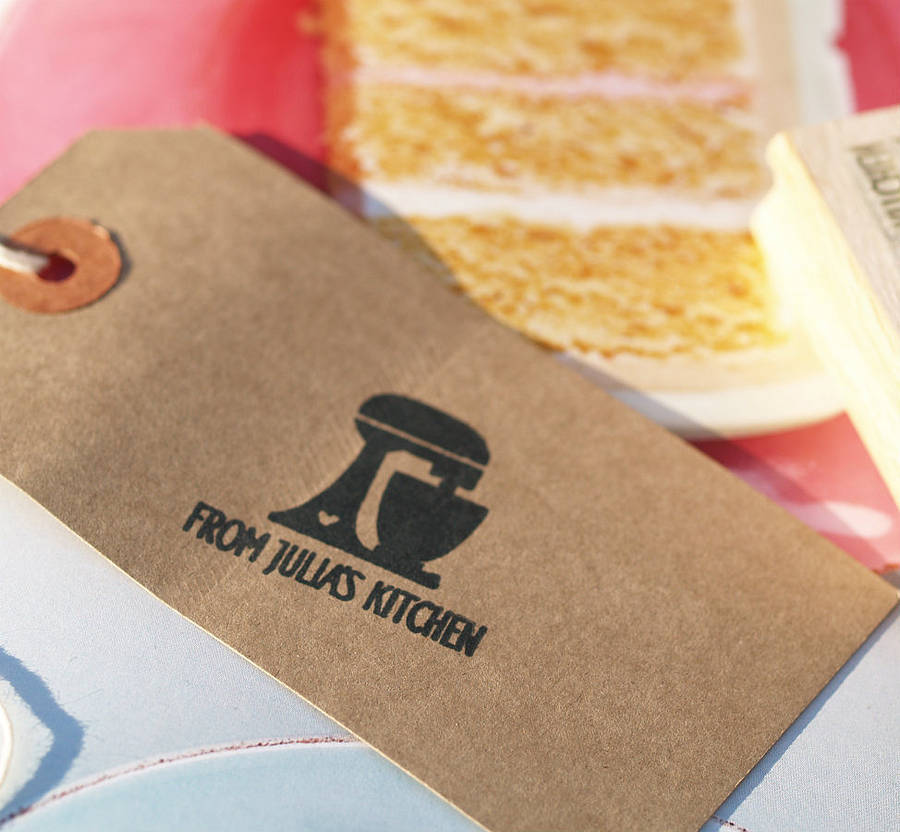 cake mix personalised kitchen stamp by pretty rubber stamps
