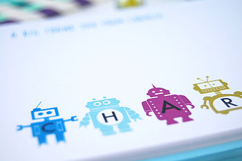 12 Personalised Robot Thank You Cards, 2 of 5