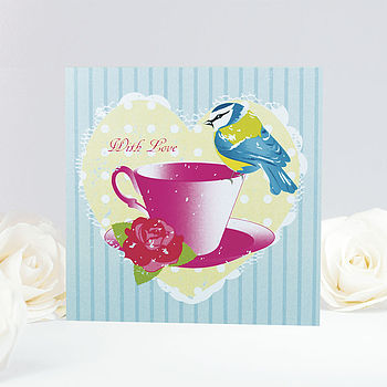 Vintage Bird With Love Greeting Card, 2 of 2