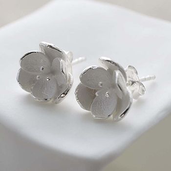 Silver Blossom Stud Earrings, 3 of 7