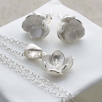 Silver Blossom Stud Earrings, 5 of 7