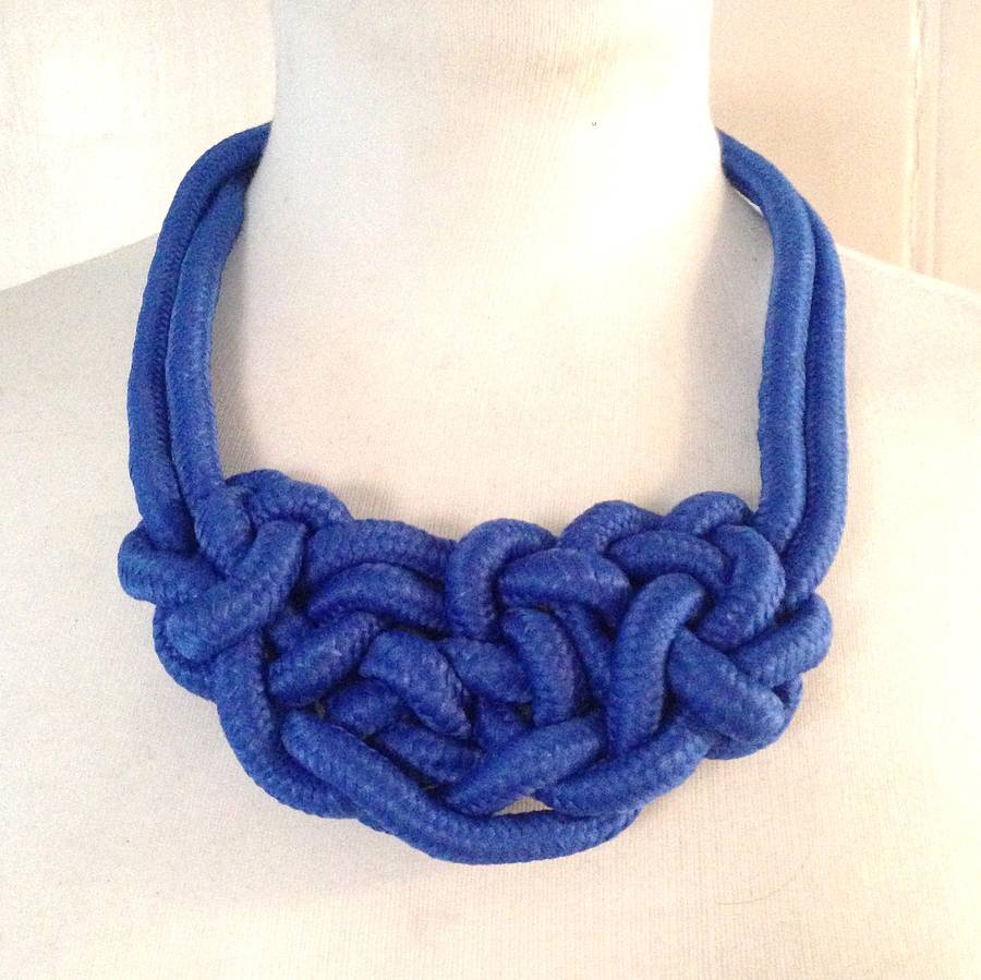 Blue Rope Knot Necklace By Iamia