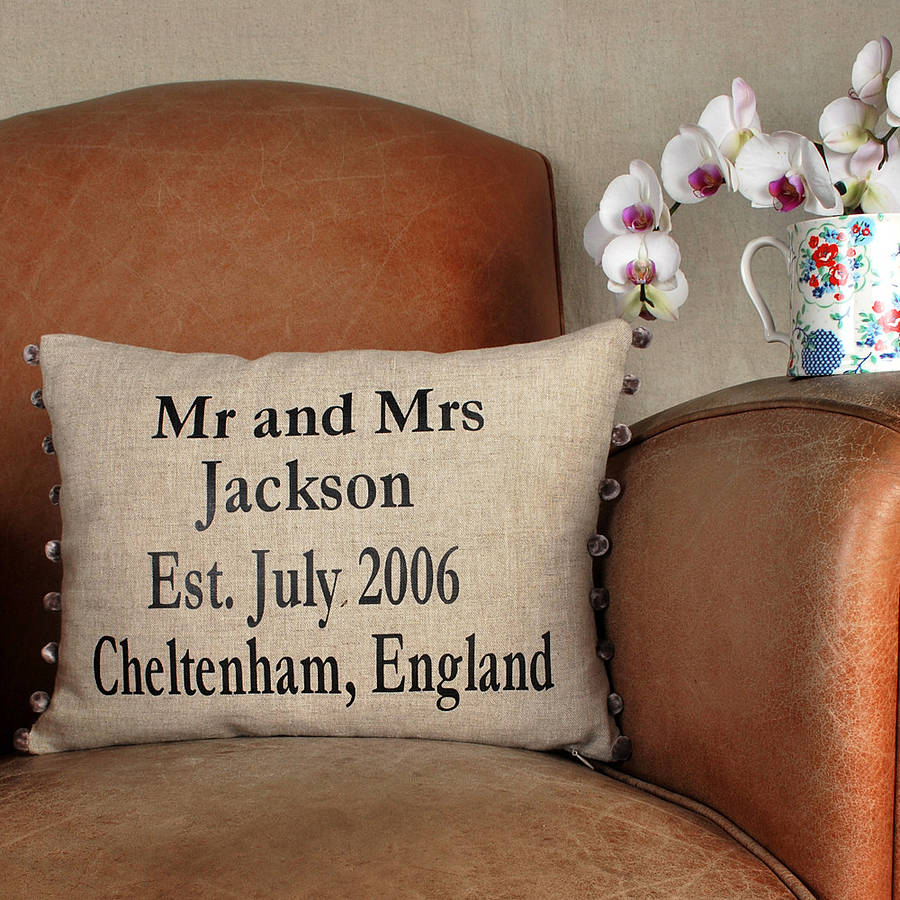 Personalised Wedding Anniversary Cushion By Bags Not War