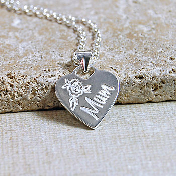 Personalised Silver Mum Heart Necklace, 3 of 8