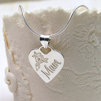 Personalised Silver Mum Heart Necklace, 6 of 8
