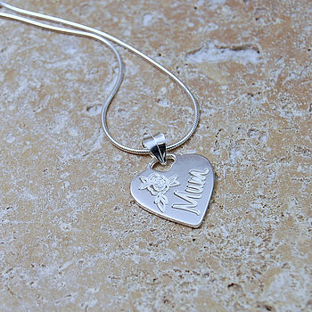 Personalised Silver Mum Heart Necklace, 8 of 8