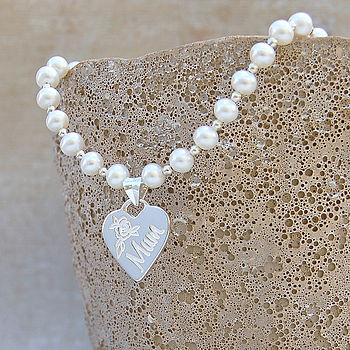 Personalised Pearl And Silver Heart Necklace, 2 of 6