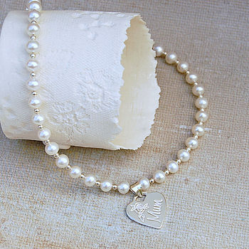 Personalised Pearl And Silver Heart Necklace, 3 of 6