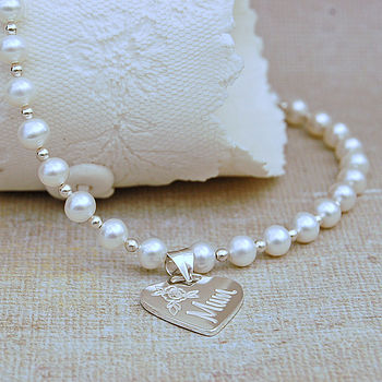 Personalised Pearl And Silver Heart Necklace, 4 of 6