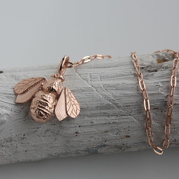 Bee Necklace, Sterling Silver And Rose Gold Plated, 5 of 10