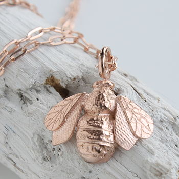 Bee Necklace, Sterling Silver And Rose Gold Plated, 4 of 10