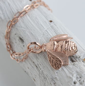 Bee Necklace, Sterling Silver And Rose Gold Plated, 6 of 10