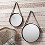 Industrial Round Hanging Mirror Set With Leather Strap, thumbnail 1 of 1