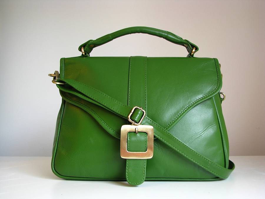 kelly green top handle handbag by the leather store ...