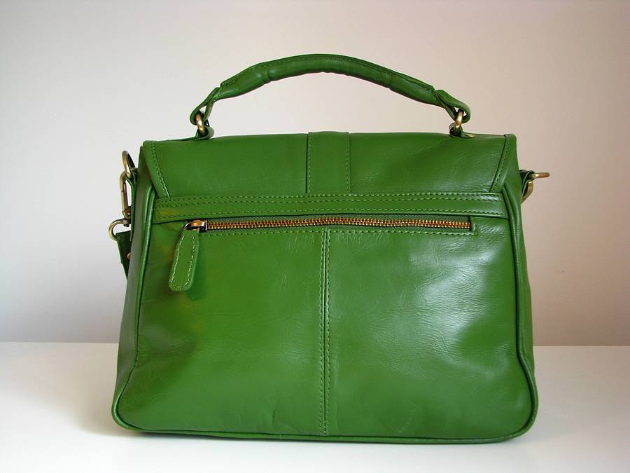 kelly green top handle handbag by the leather store ...