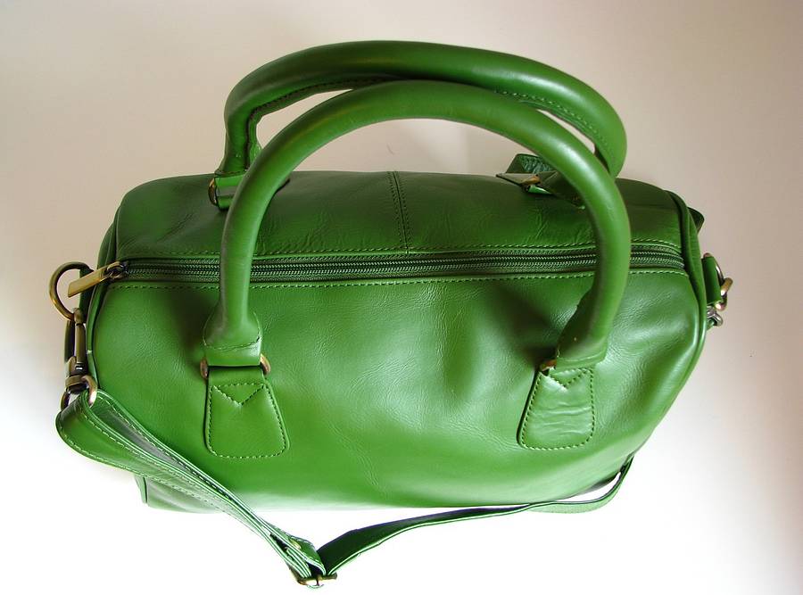 Kelly Green Leather Barrel Bag By The Leather Store ...