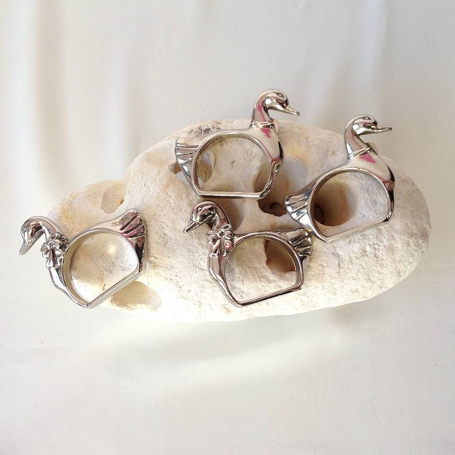 Vintage Duck Napkin Rings X4 By Iamia