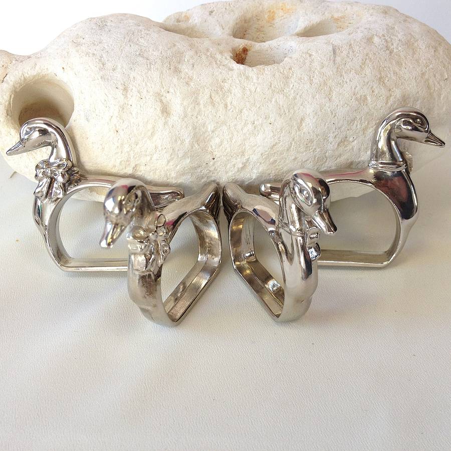 Vintage Duck Napkin Rings X4 By Iamia